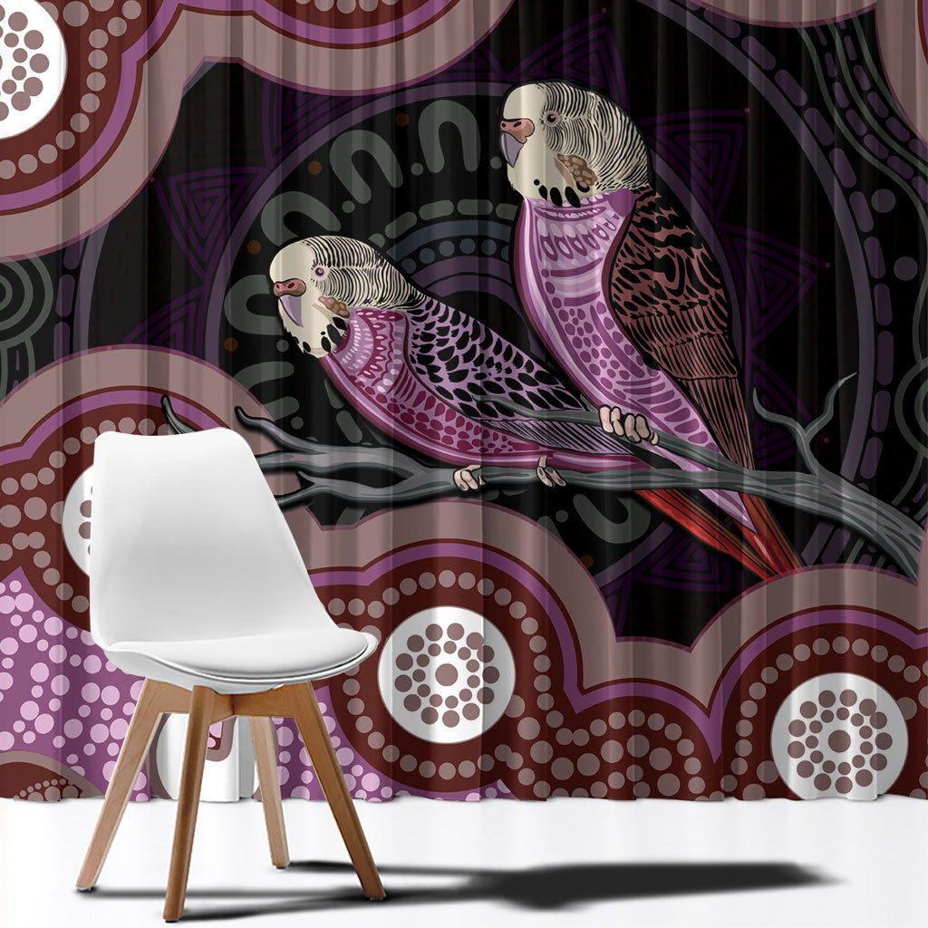 Purple Budgerigar Australia Indigenous Art Window Curtain