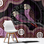Purple Budgerigar Australia Indigenous Art Window Curtain