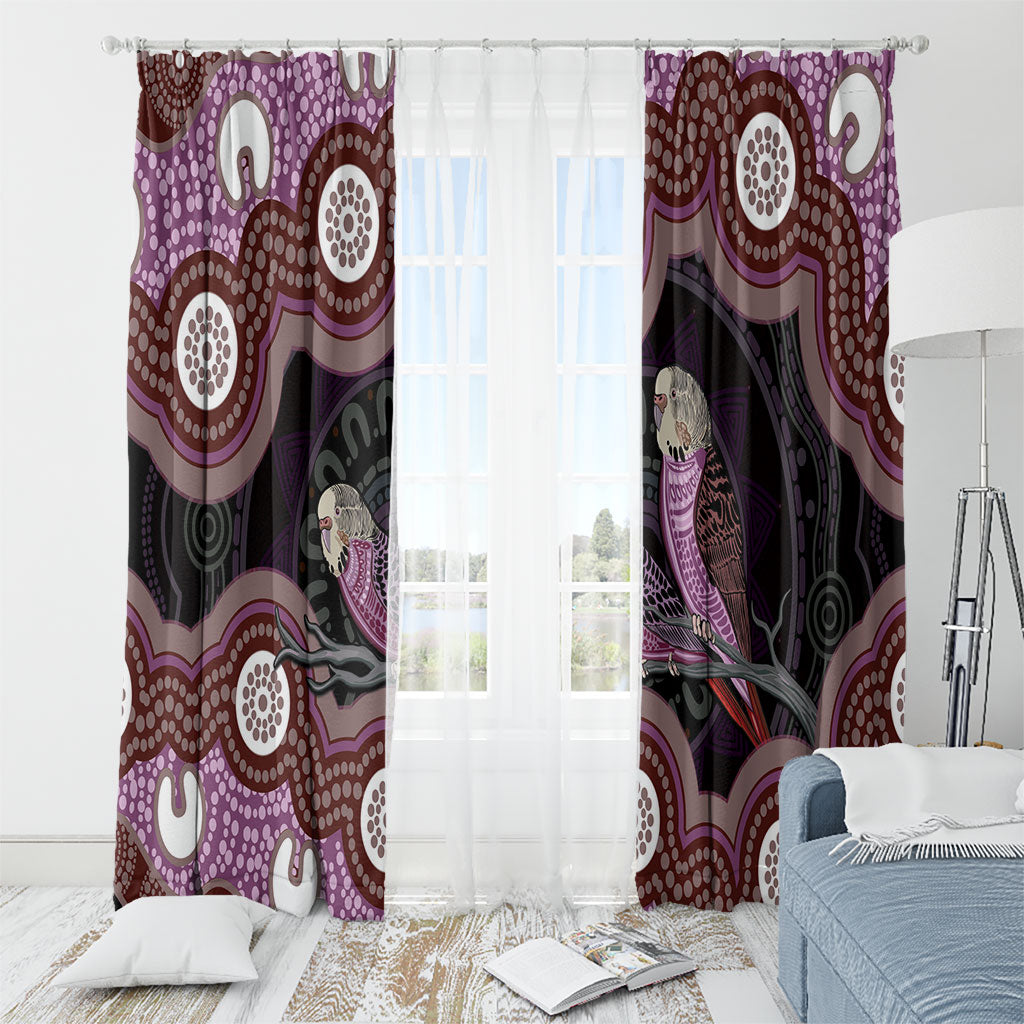 Purple Budgerigar Australia Indigenous Art Window Curtain