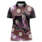 Purple Budgerigar Australia Indigenous Art Women Polo Shirt