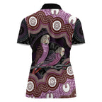 Purple Budgerigar Australia Indigenous Art Women Polo Shirt