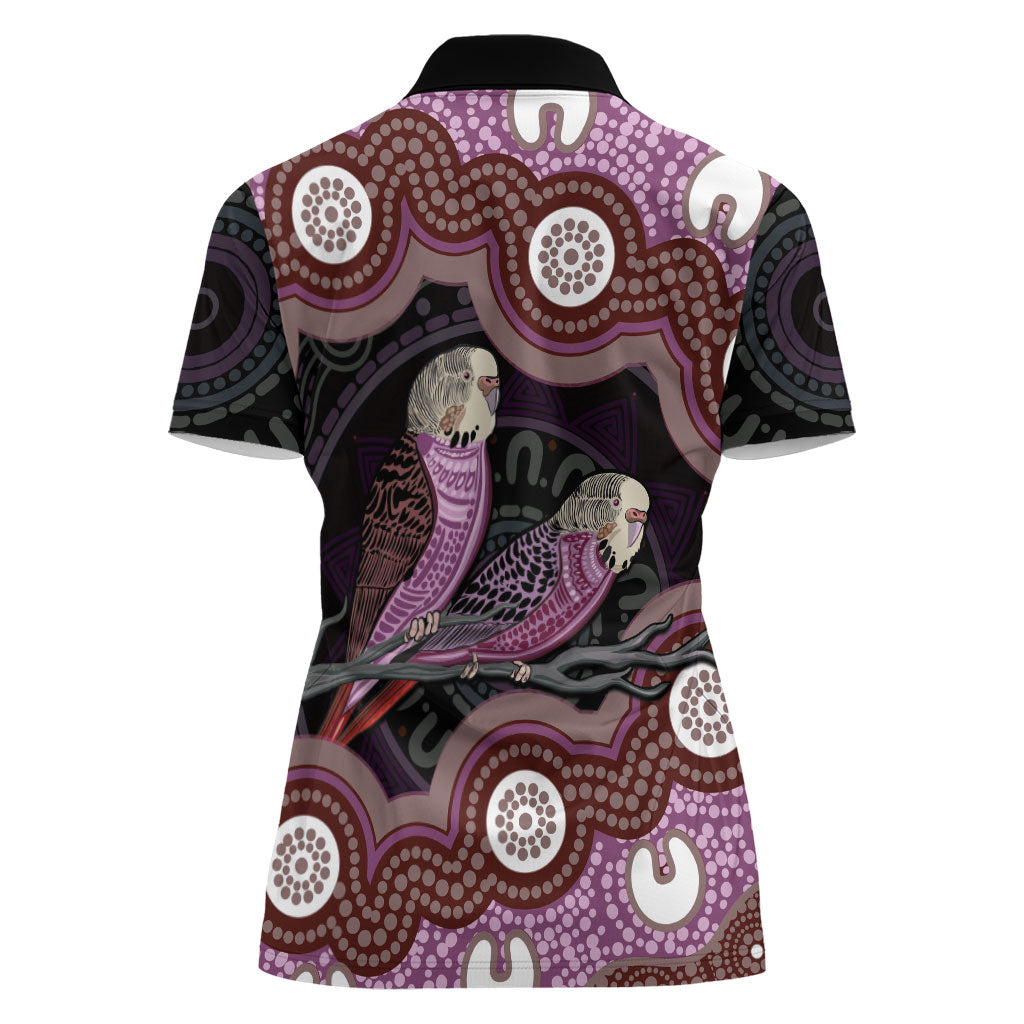 Purple Budgerigar Australia Indigenous Art Women Polo Shirt