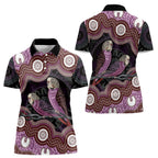 Purple Budgerigar Australia Indigenous Art Women Polo Shirt