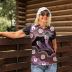 Purple Budgerigar Australia Indigenous Art Women Polo Shirt