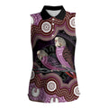 Purple Budgerigar Australia Indigenous Art Women Sleeveless Polo Shirt
