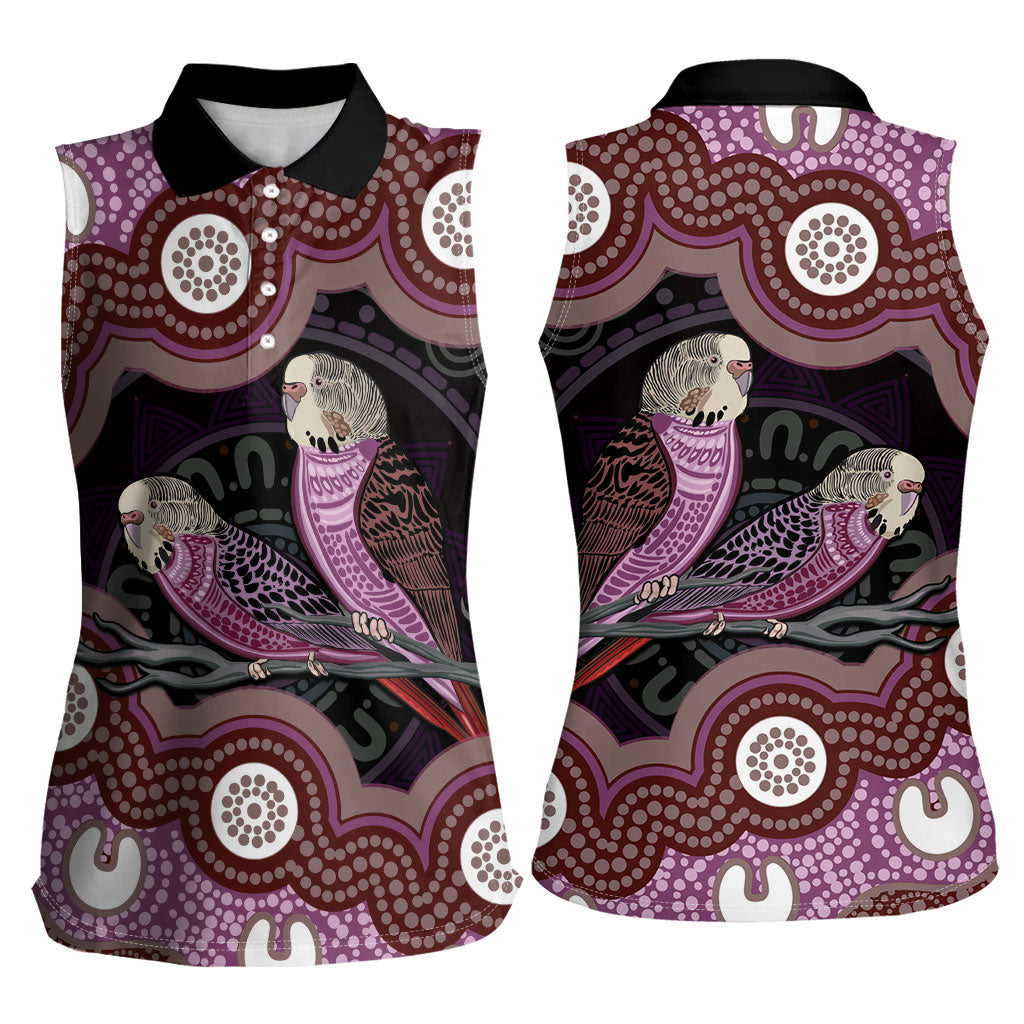 Purple Budgerigar Australia Indigenous Art Women Sleeveless Polo Shirt