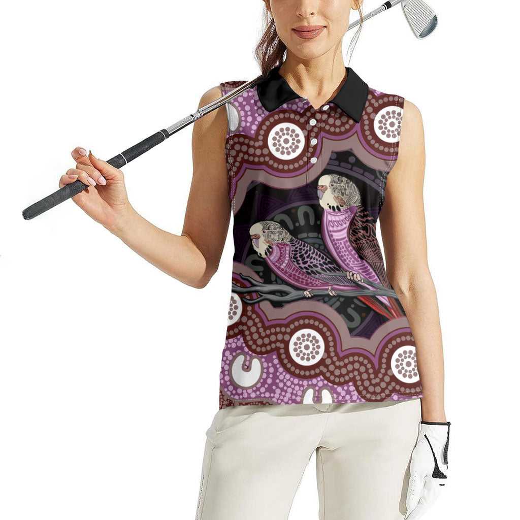 Purple Budgerigar Australia Indigenous Art Women Sleeveless Polo Shirt