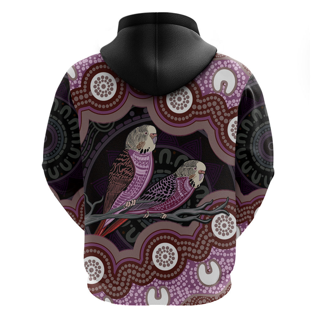 Purple Budgerigar Australia Indigenous Art Zip Hoodie