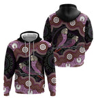 Purple Budgerigar Australia Indigenous Art Zip Hoodie