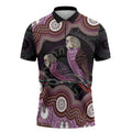 Purple Budgerigar Australia Indigenous Art Zipper Polo Shirt