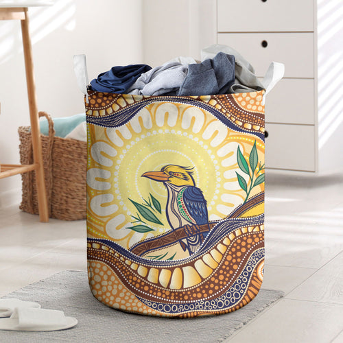Kookaburra Australia Indigenous Art Laundry Basket