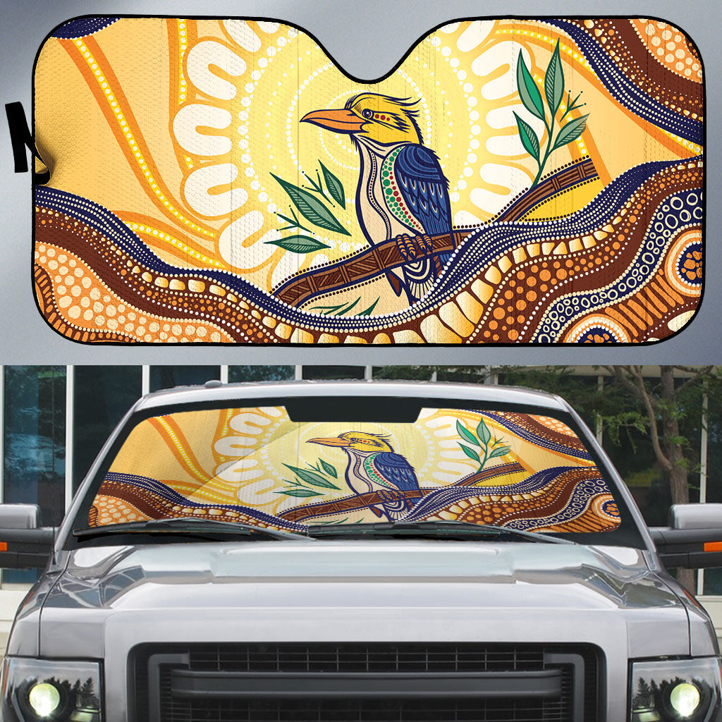 Kookaburra Australia Indigenous Art Auto Sun Shade