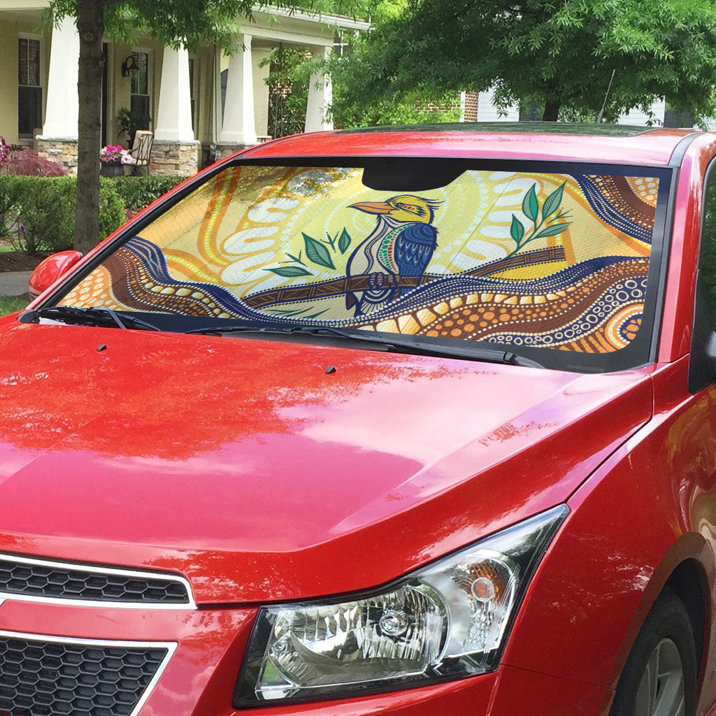Kookaburra Australia Indigenous Art Auto Sun Shade