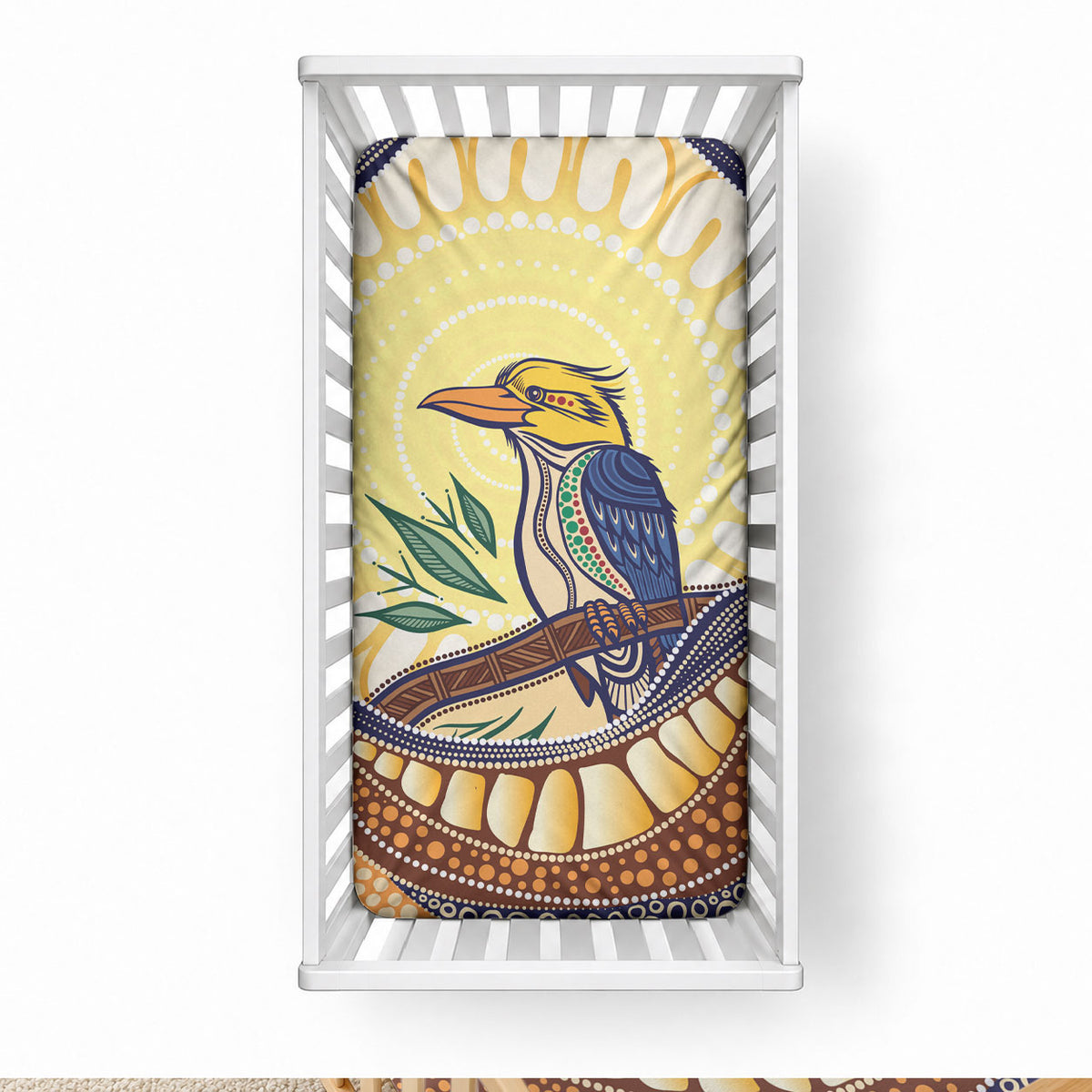 Kookaburra Australia Indigenous Art Baby Bed Cover