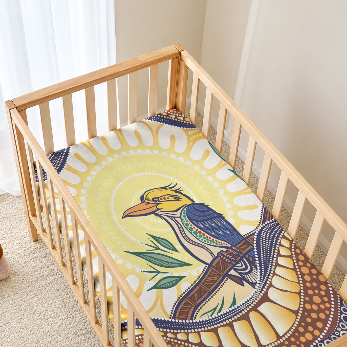 Kookaburra Australia Indigenous Art Baby Bed Cover