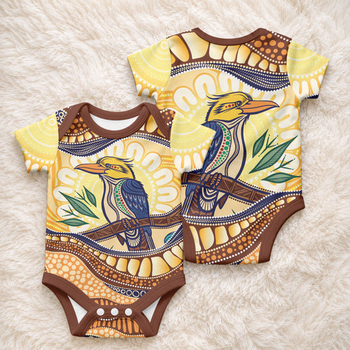 Kookaburra Australia Indigenous Art Baby Onesie