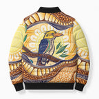 Kookaburra Australia Indigenous Art Bomber Puffer Jacket