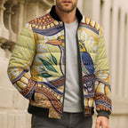Kookaburra Australia Indigenous Art Bomber Puffer Jacket