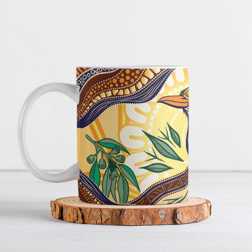 Kookaburra Australia Indigenous Art Ceramic Mug