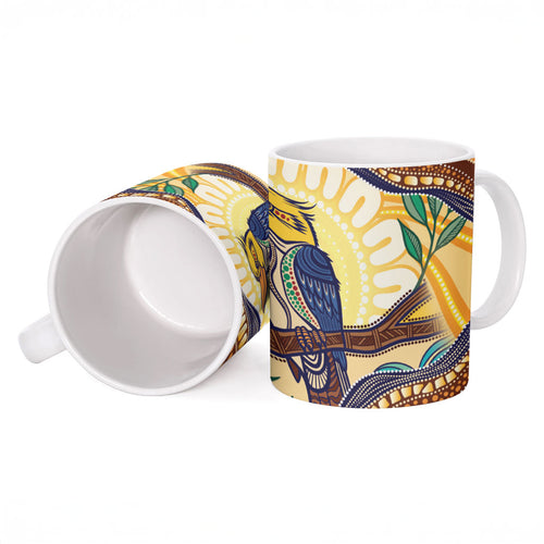 Kookaburra Australia Indigenous Art Ceramic Mug