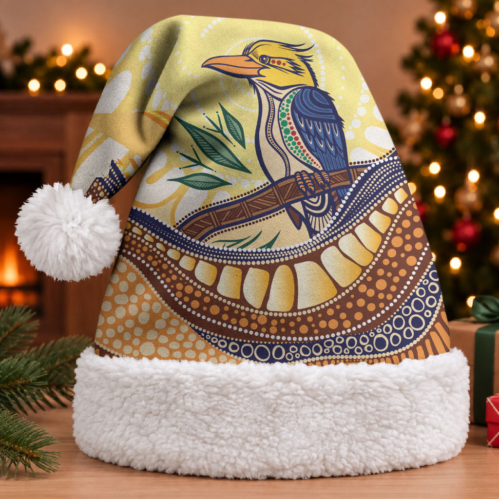 Kookaburra Australia Indigenous Art Christmas Santa Hat