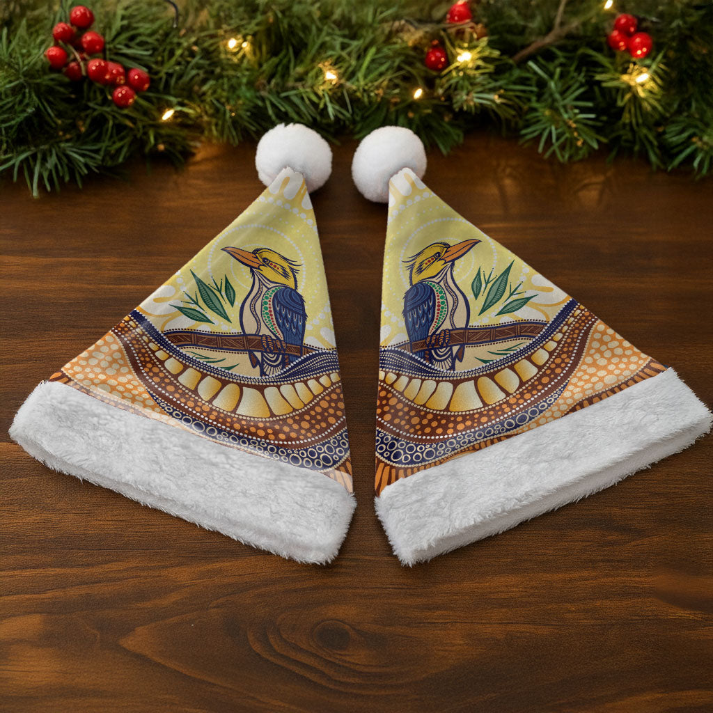 Kookaburra Australia Indigenous Art Christmas Santa Hat