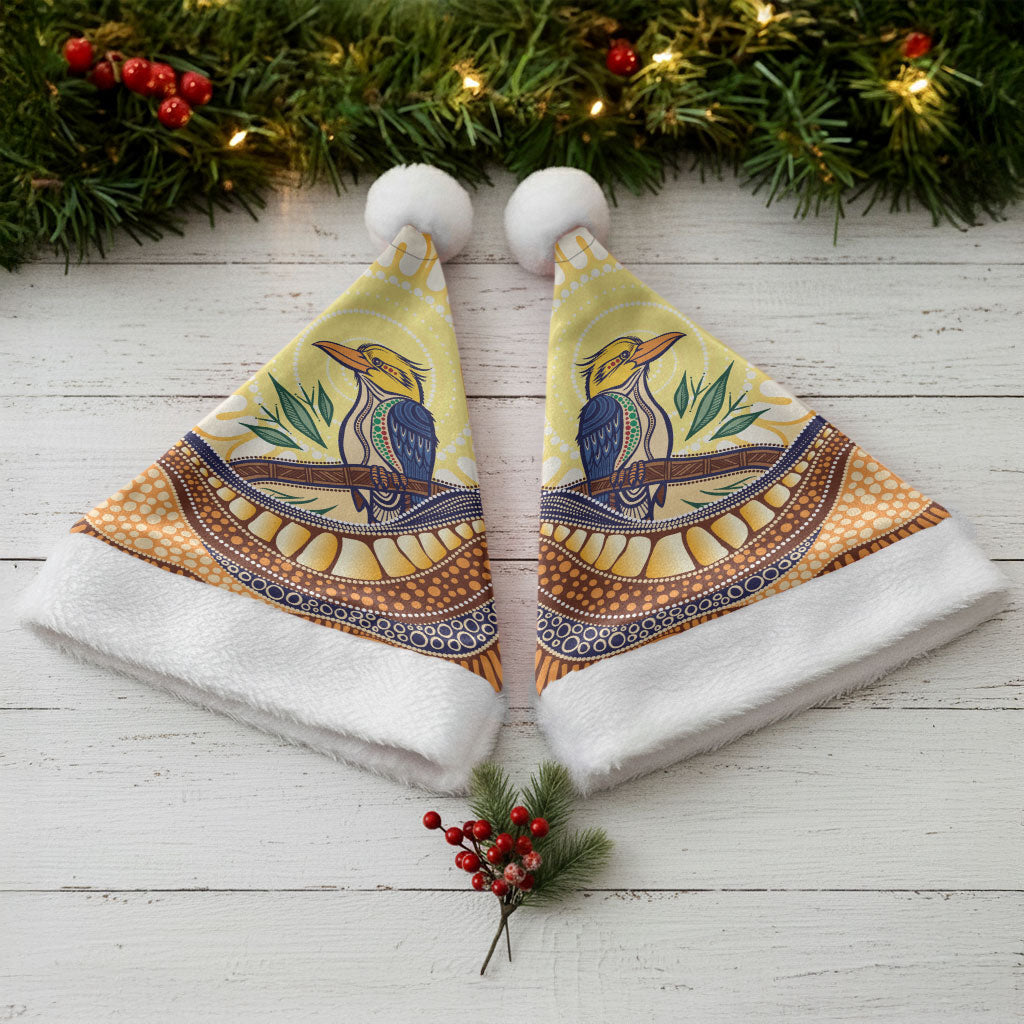 Kookaburra Australia Indigenous Art Christmas Santa Hat