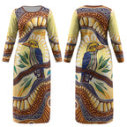 Kookaburra Australia Indigenous Art Couples Matching Long Sleeve Bodycon Dress and Hawaiian Shirt