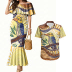 Kookaburra Australia Indigenous Art Couples Matching Mermaid Dress and Hawaiian Shirt
