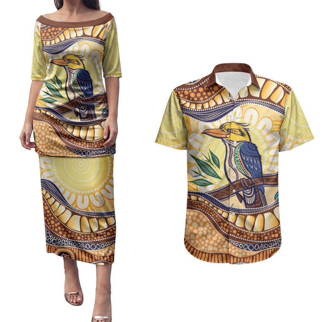 Kookaburra Australia Indigenous Art Couples Matching Puletasi and Hawaiian Shirt