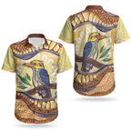 Kookaburra Australia Indigenous Art Couples Matching Short Sleeve Bodycon Dress and Hawaiian Shirt