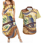 Kookaburra Australia Indigenous Art Couples Matching Summer Maxi Dress and Hawaiian Shirt