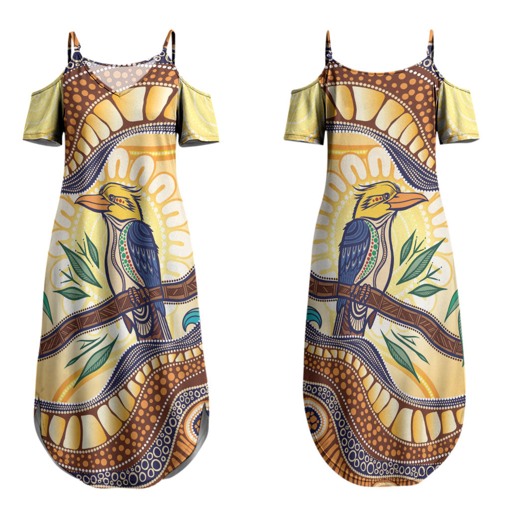 Kookaburra Australia Indigenous Art Couples Matching Summer Maxi Dress and Hawaiian Shirt