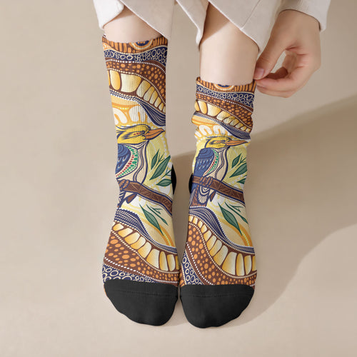 Kookaburra Australia Indigenous Art Crew Socks