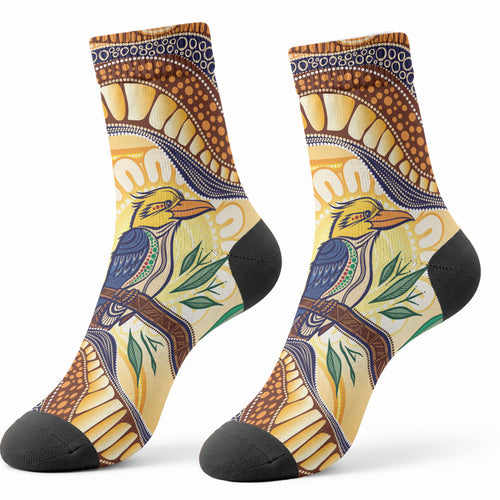 Kookaburra Australia Indigenous Art Crew Socks
