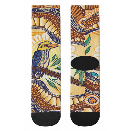 Kookaburra Australia Indigenous Art Crew Socks