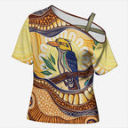 Kookaburra Australia Indigenous Art Cross Shoulder Shirt