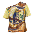 Kookaburra Australia Indigenous Art Cross Shoulder Shirt