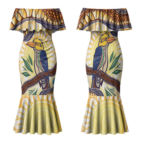Kookaburra Australia Indigenous Art Family Matching Mermaid Dress and Hawaiian Shirt