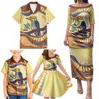 Kookaburra Australia Indigenous Art Family Matching Puletasi and Hawaiian Shirt