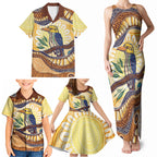 Kookaburra Australia Indigenous Art Family Matching Tank Maxi Dress and Hawaiian Shirt