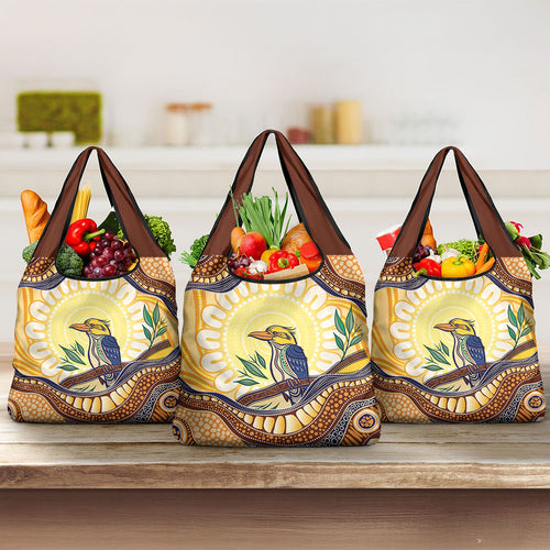 Kookaburra Australia Indigenous Art Grocery Bag