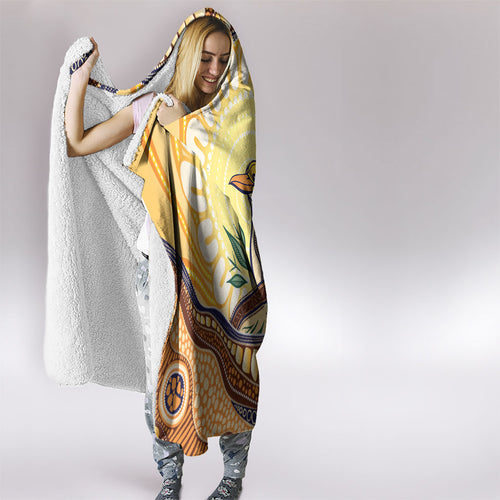 Kookaburra Australia Indigenous Art Hooded Blanket