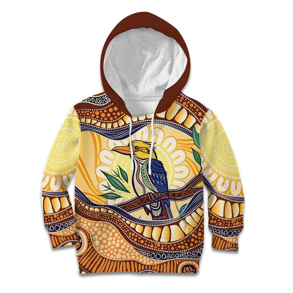 Kookaburra Australia Indigenous Art Kid Hoodie