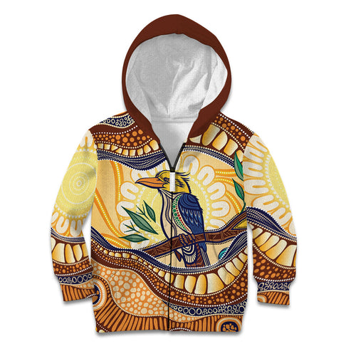 Kookaburra Australia Indigenous Art Kid Hoodie