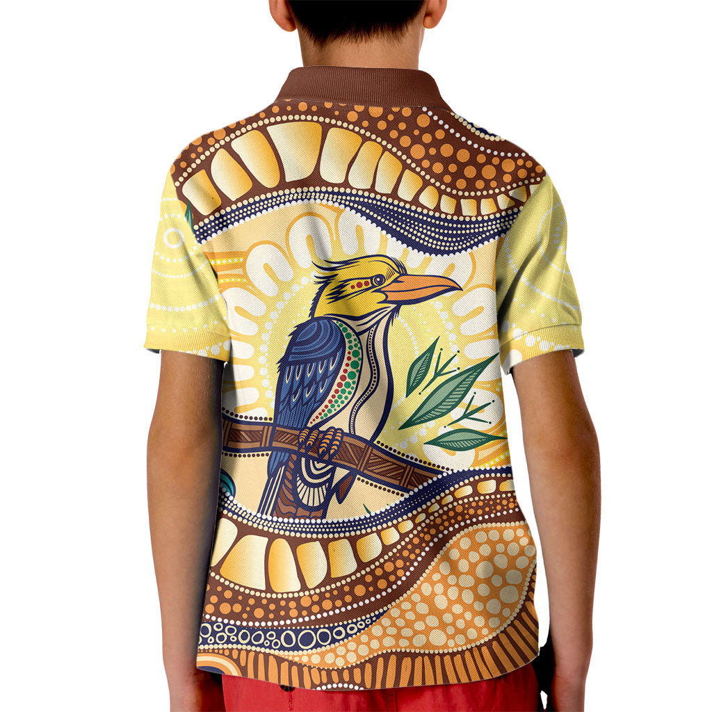 Kookaburra Australia Indigenous Art Kid Polo Shirt