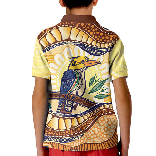 Kookaburra Australia Indigenous Art Kid Polo Shirt