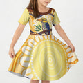 Kookaburra Australia Indigenous Art Kid Short Sleeve Dress