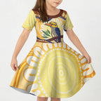 Kookaburra Australia Indigenous Art Kid Short Sleeve Dress
