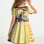 Kookaburra Australia Indigenous Art Kid Short Sleeve Dress